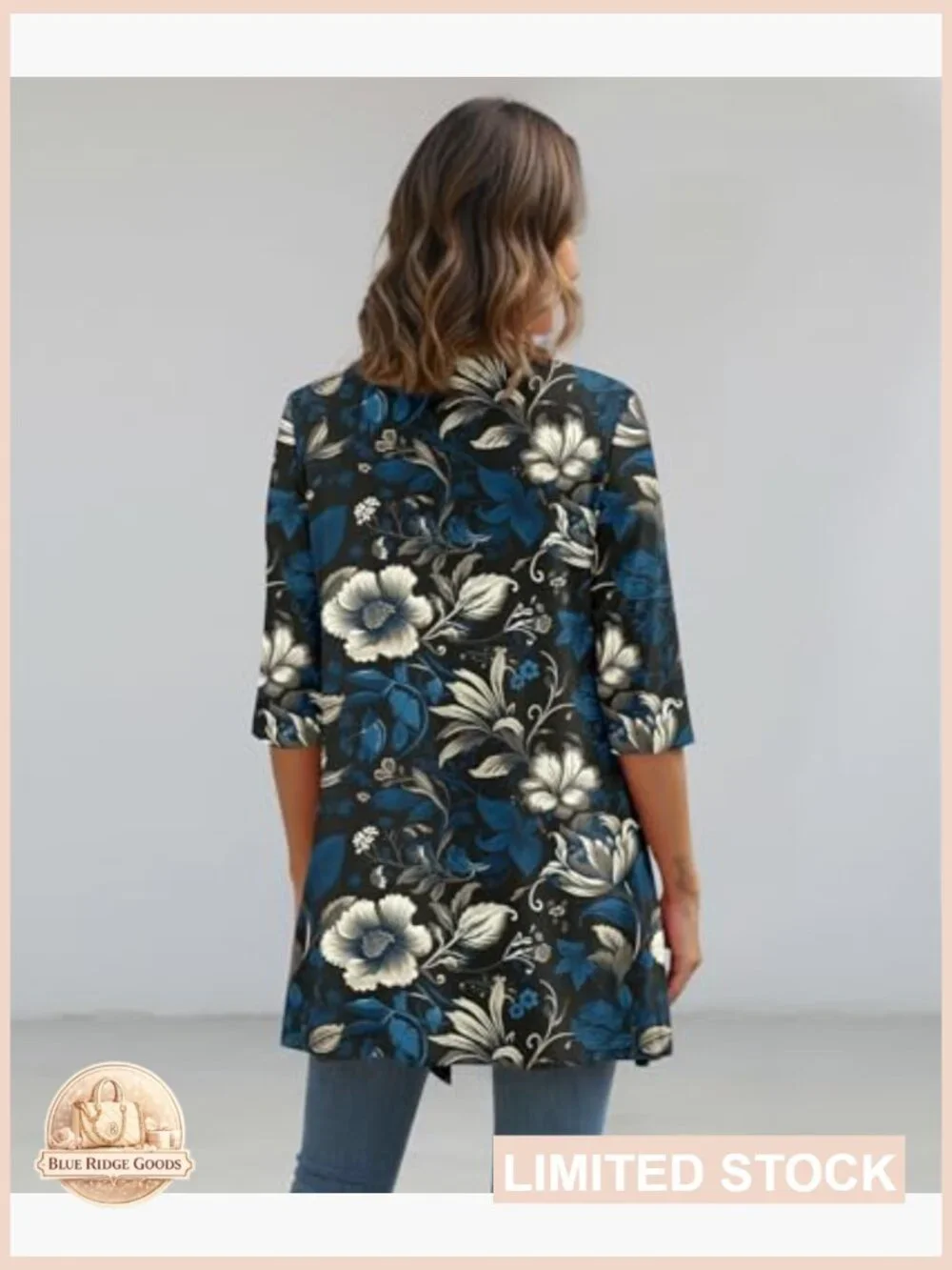 Lightweight Knit Cardigan Open Front 3/4 Sleeve Loose Fit Casual Layering - Picture 5 of 7